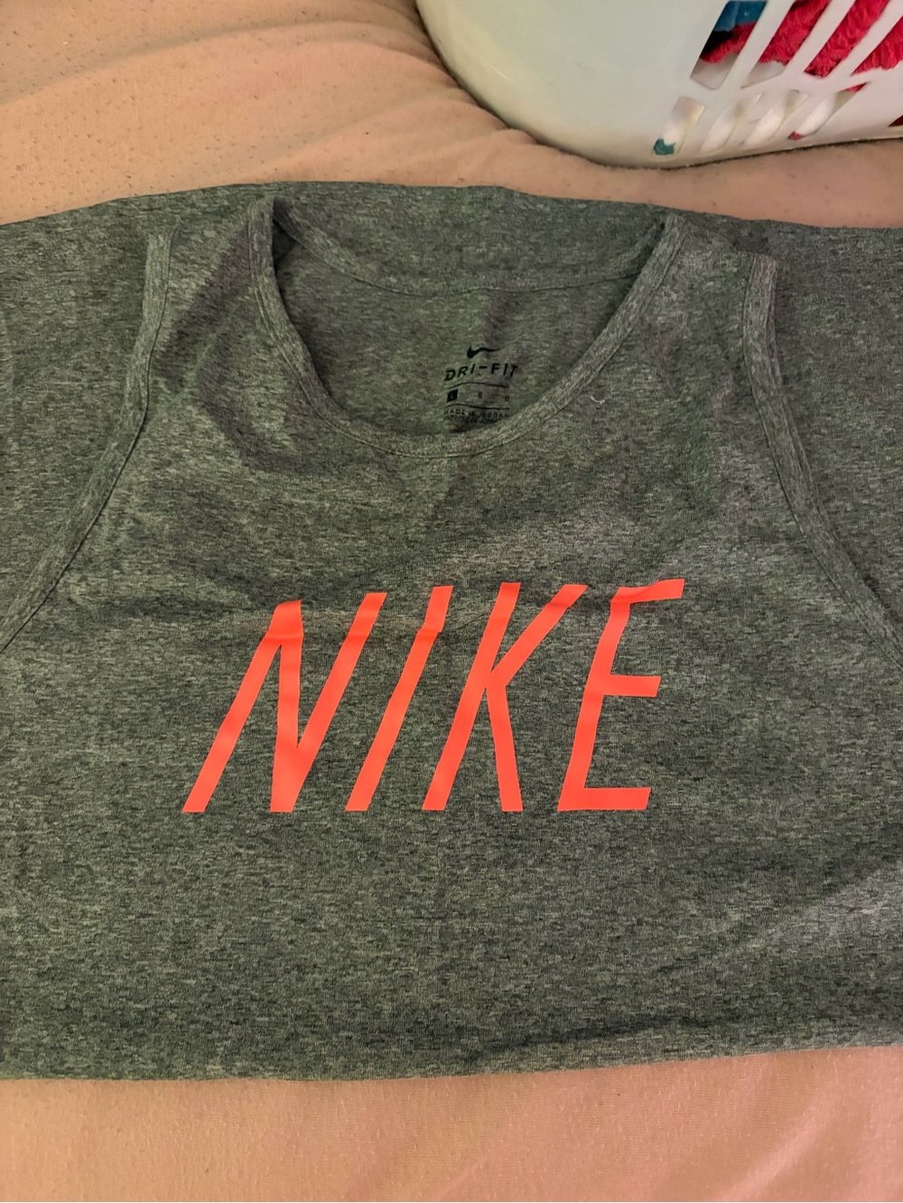 Nike Gray Tank with Coral Accent Logo